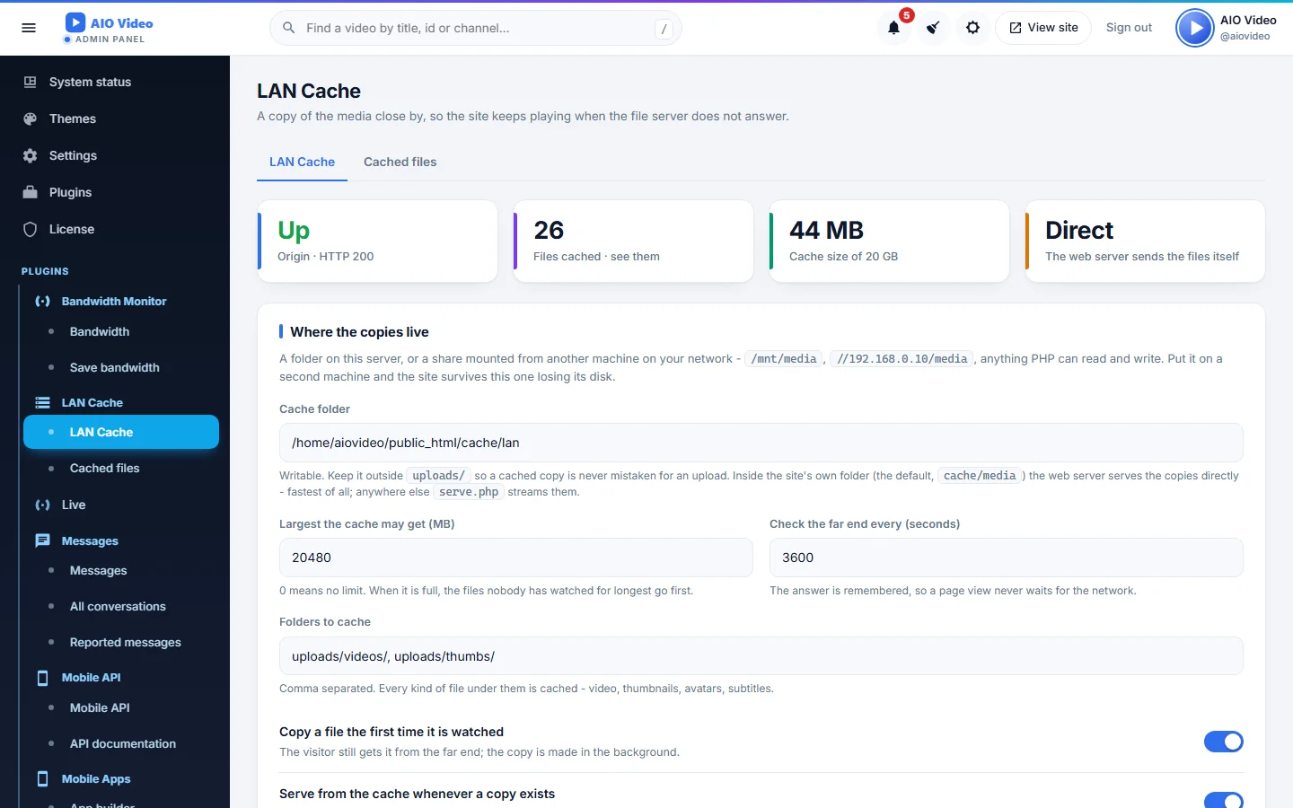 LAN Cache screenshot