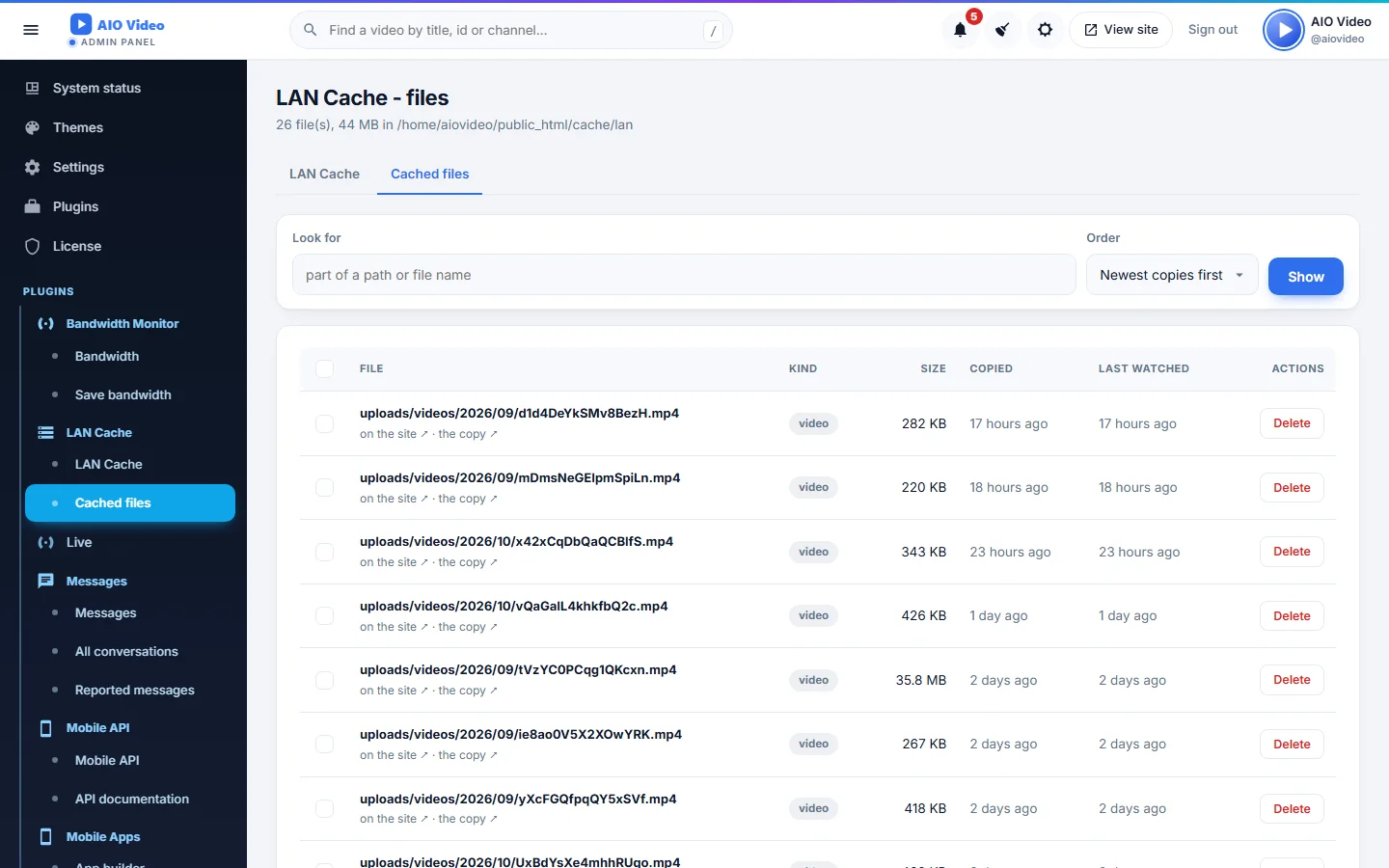 LAN Cache screenshot