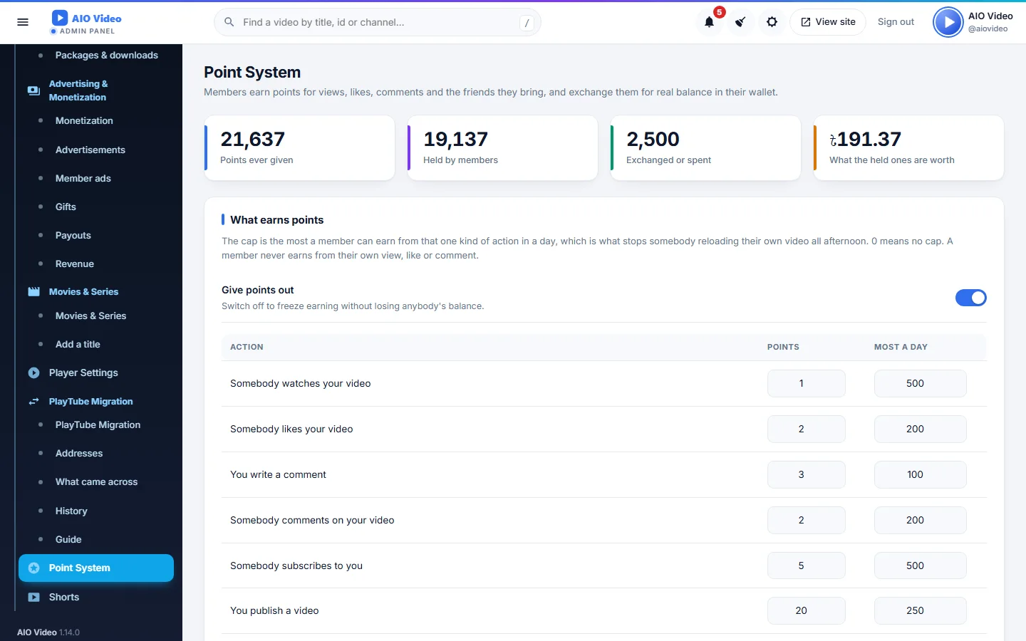 Point System screenshot