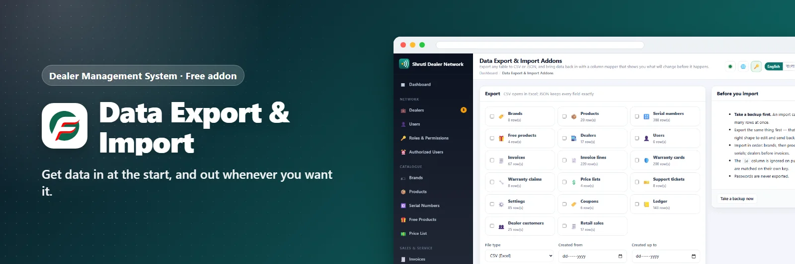 Data Export & Import Addons