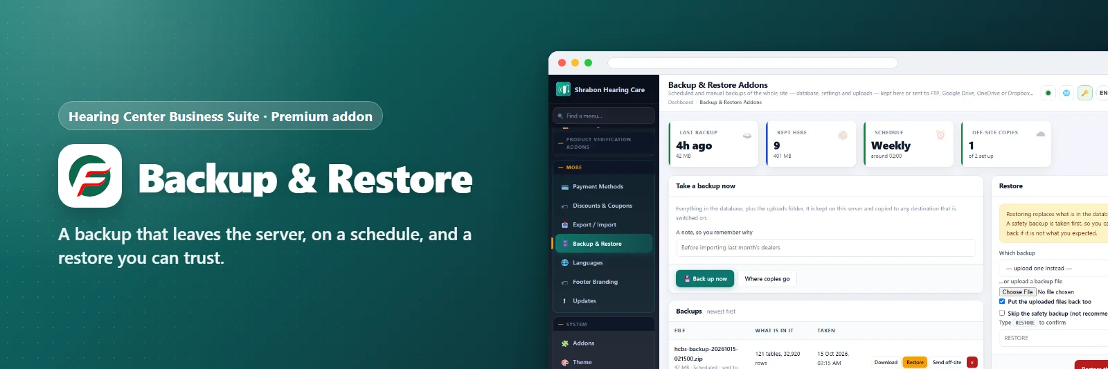 Backup & Restore Addons