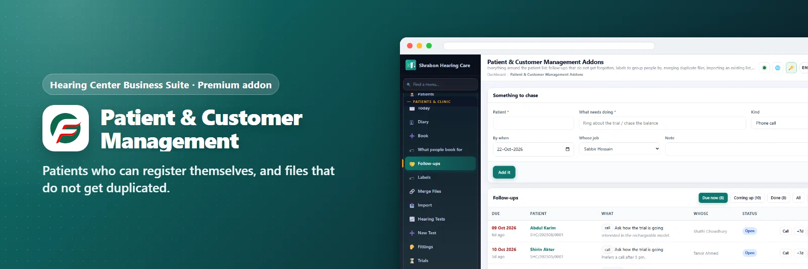 Patient & Customer Management Addons