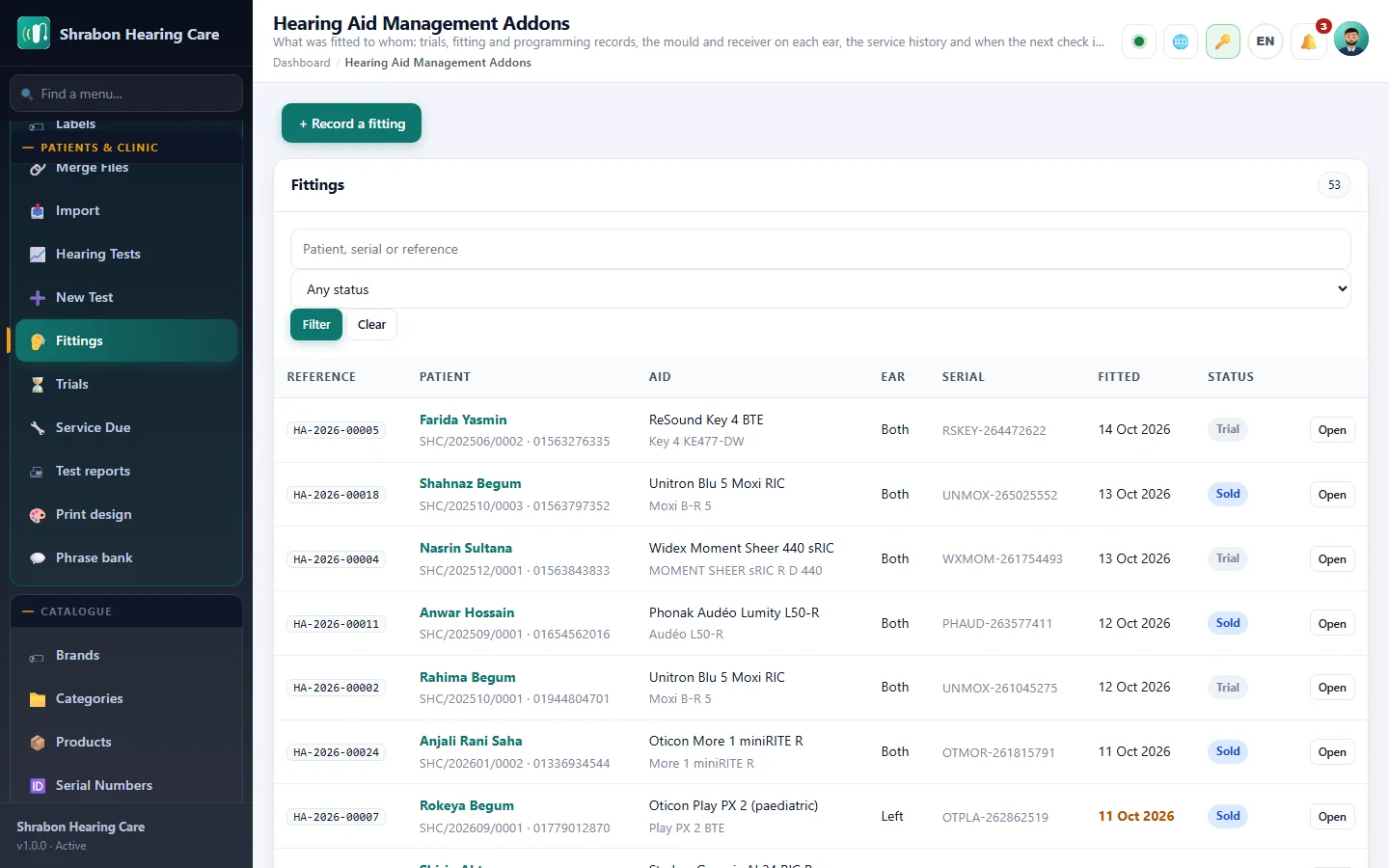 Hearing Aid Management Addons screenshot