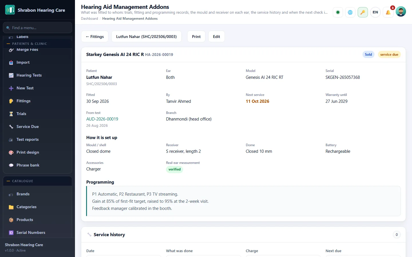 Hearing Aid Management Addons screenshot