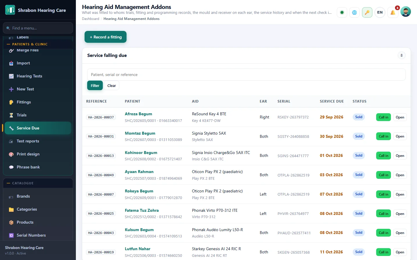 Hearing Aid Management Addons screenshot