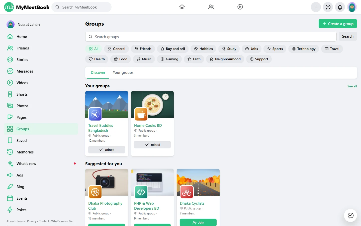 Groups screenshot