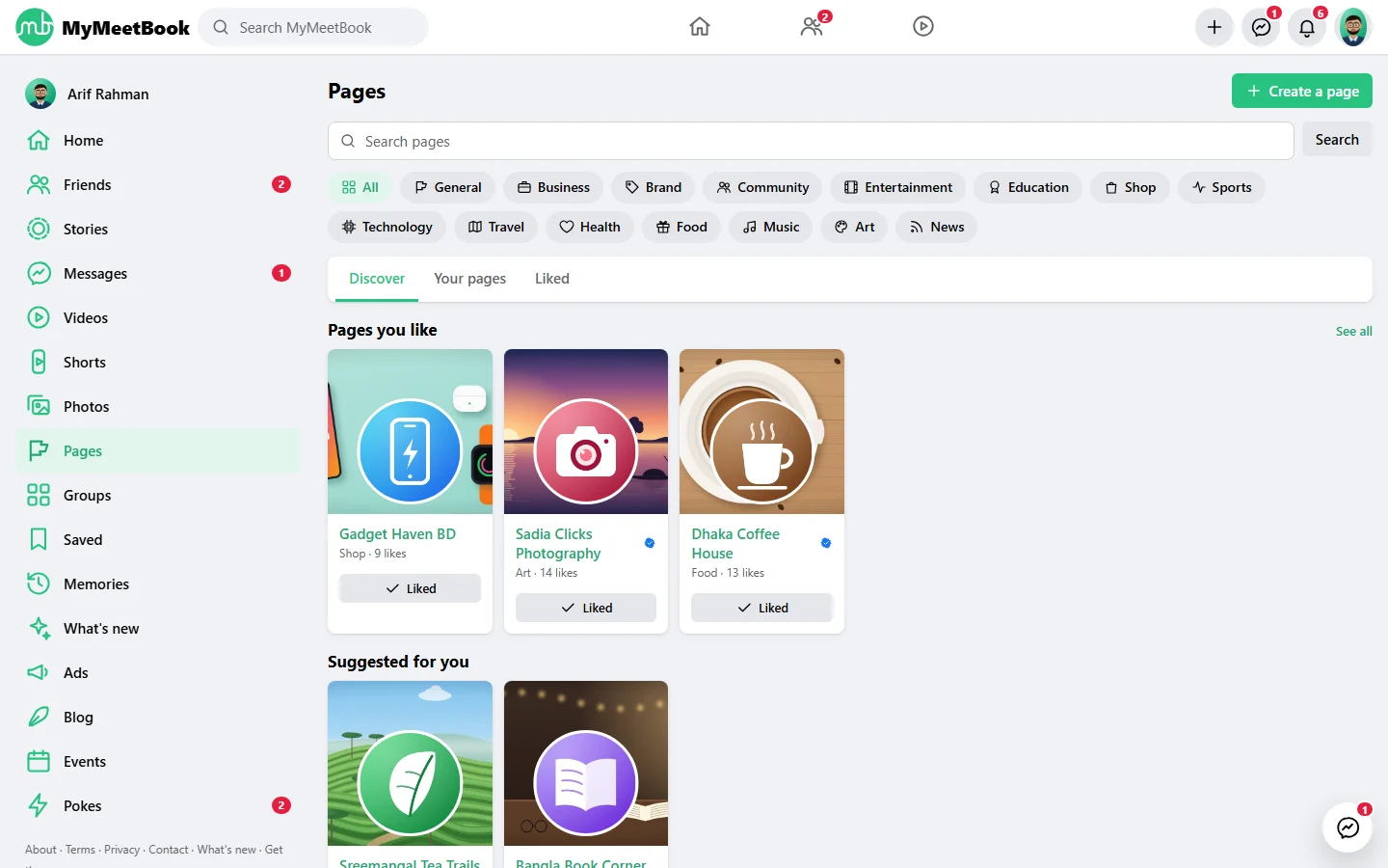 Pages screenshot