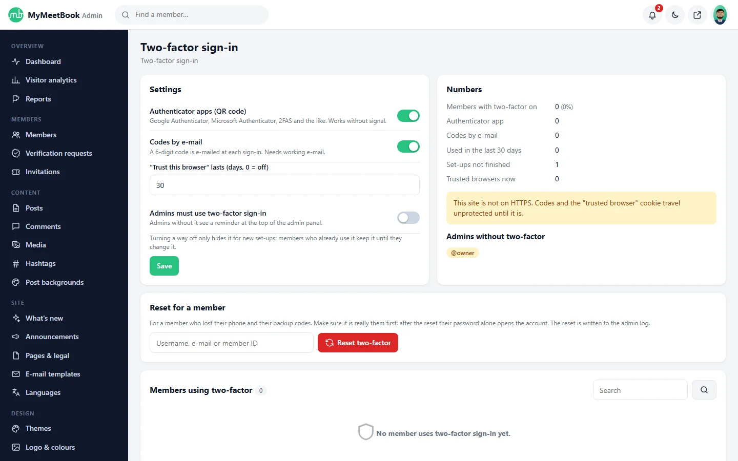 Two-Factor Sign-in screenshot