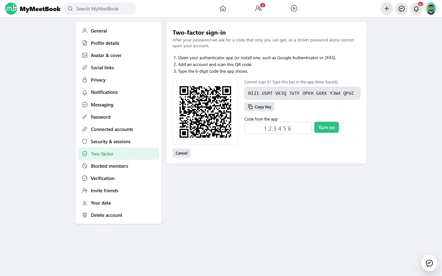 Two-Factor Sign-in screenshot