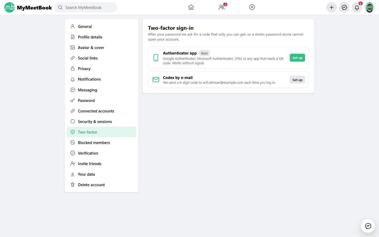 Two-Factor Sign-in screenshot