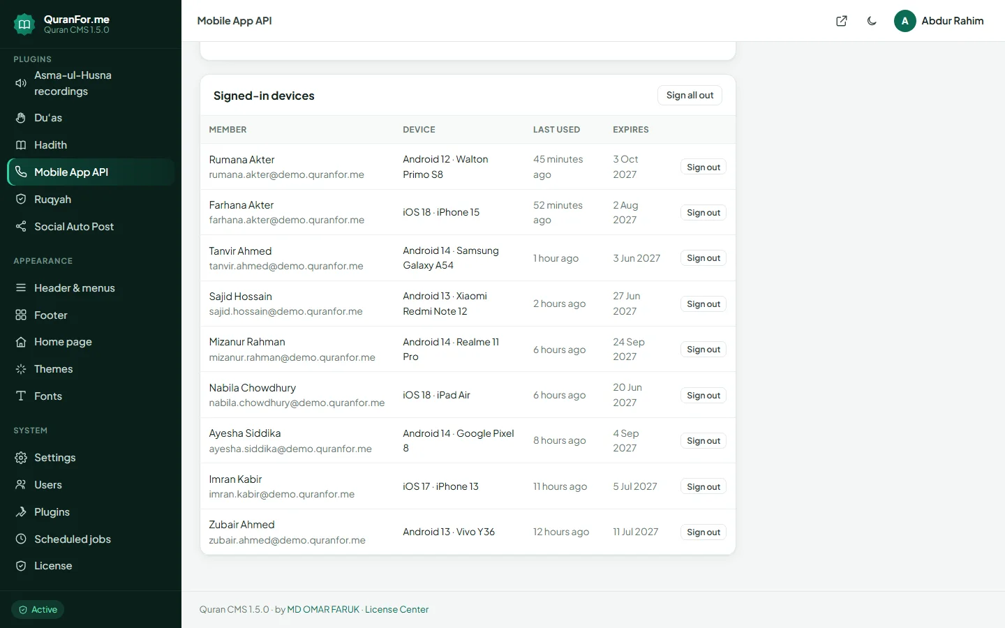 Mobile App API screenshot